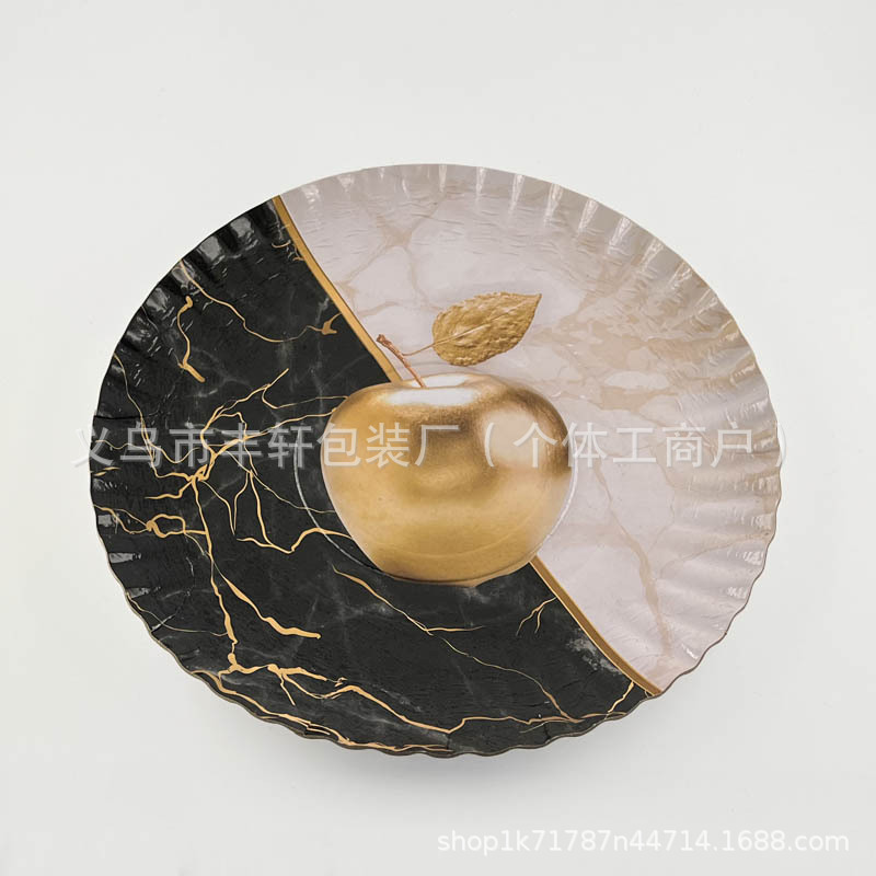 Fábrica directa 1200 gramos de bandeja de papel redonda gruesa bandeja desechable bandeja de papel de estilo europeo cubiertos de fiesta