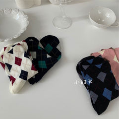 Korean Version Instagram Style Minimalist Honeycomb Mid-Calf Socks for Couples Fashion Trend School Style Student Sports Mid-Calf Socks