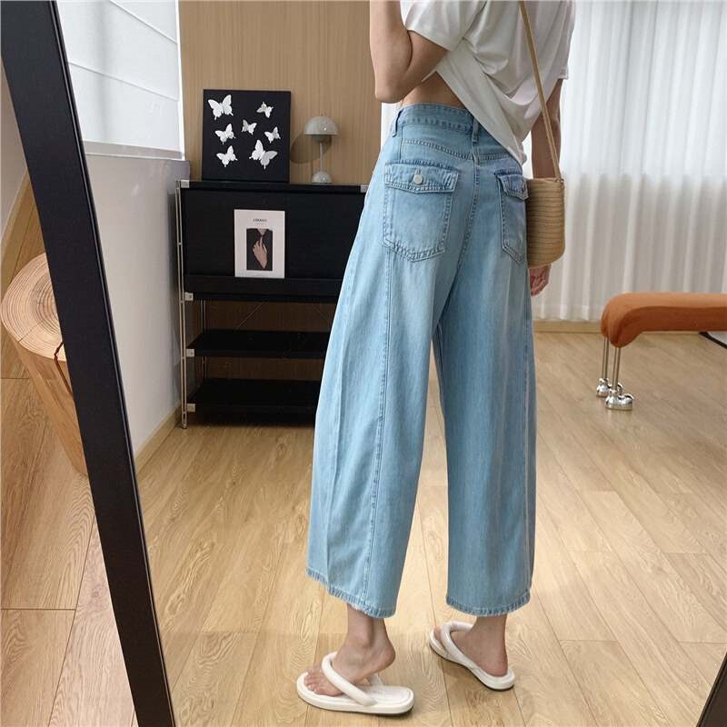 Xiaoxia! High-Waisted Slimming Wide-Leg Jeans for Women, Summer Thin Style, Plus Size, Loose Fit, Slimming Straight-Leg Pants Xiaoxia! High-Waisted Slimming Wide-Leg Jeans for Women, Summer Thin Style, Plus Size, Loose Fit, Slimming Straight-Leg Pants