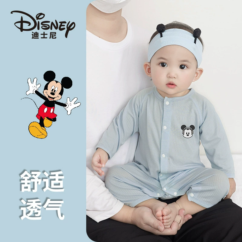 Детский комбинезон Disney, летний тонкий комбинезон из лиоцелла с длинными рукавами, детский комбинезон с кондиционером, одежда для новорожденных