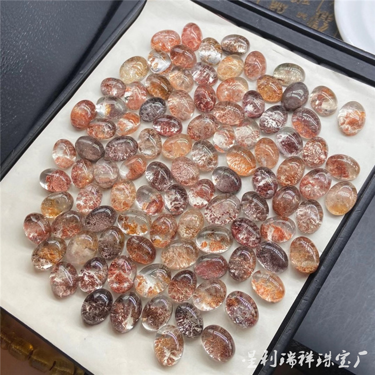 natural ghost crystal Pendant Ring Abstaining face ghost Ellipse Loose Partially Prepared Products Spar Manufactor wholesale