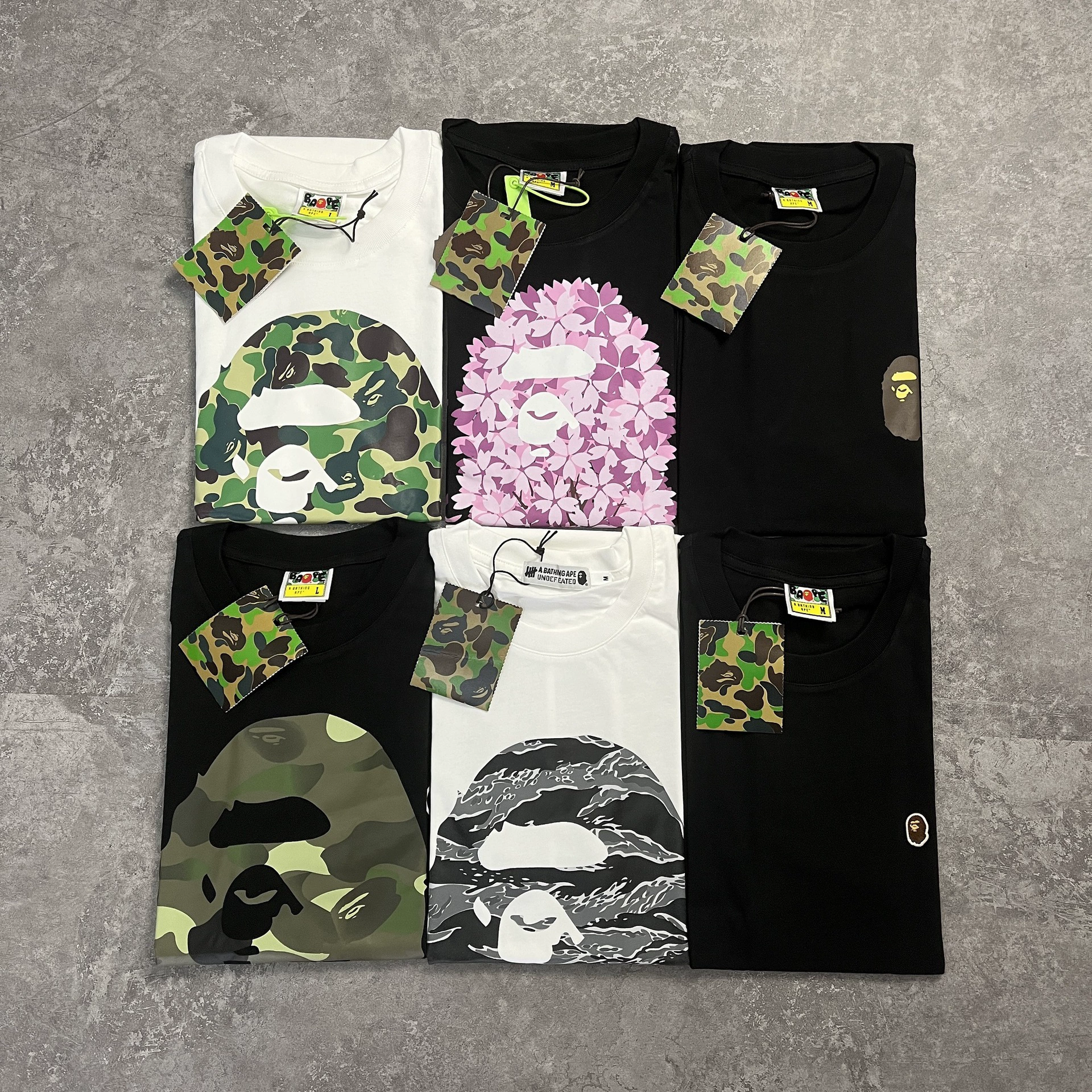 Стильный брендовый топ BAPE с половинными рукавами TEE для мужчин и женщин, камуфляж голова обезьяны, высокого уровня, свободный крой, короткий рукав