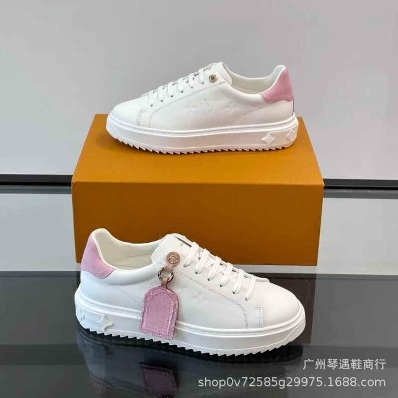 驴家新款情侣百搭舒适内增高休闲绑带印花小白鞋简约经典厚底板鞋|undefined