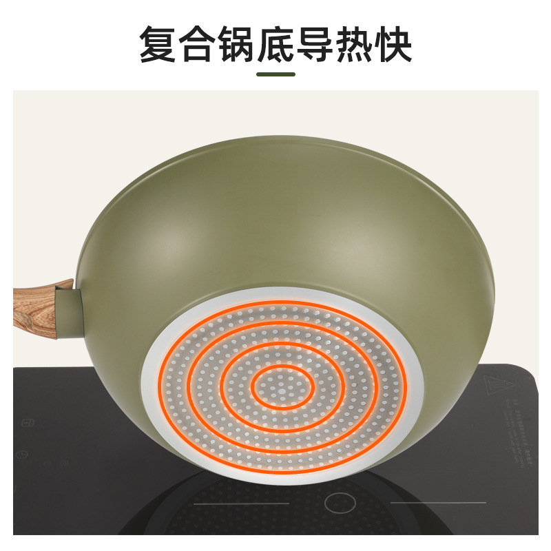 Maifan piedra recubierto de pan compuesto inferior antiadherente pan multi-funcional wok Hogar libre de humo pan estufa universal pan