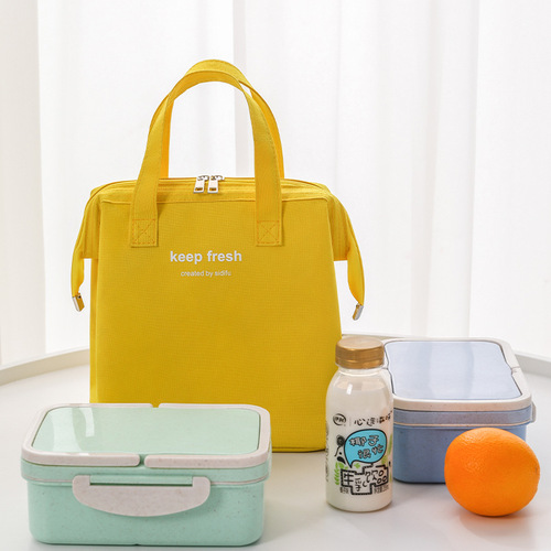 Steel frame lunch bag with large capacity ice bag, thick insulation and preservation bag for office hand-held rice box bag, Oxford cloth lunch bag