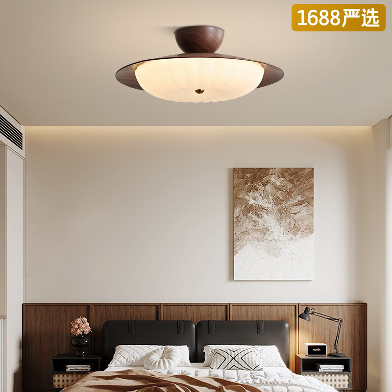 [Seleccionado cuidadosamente] Lámpara de techo, nuevo estilo antiguo, patrón de nuez, ambiente cálido, luz de habitación, luz de protección ocular LED redonda