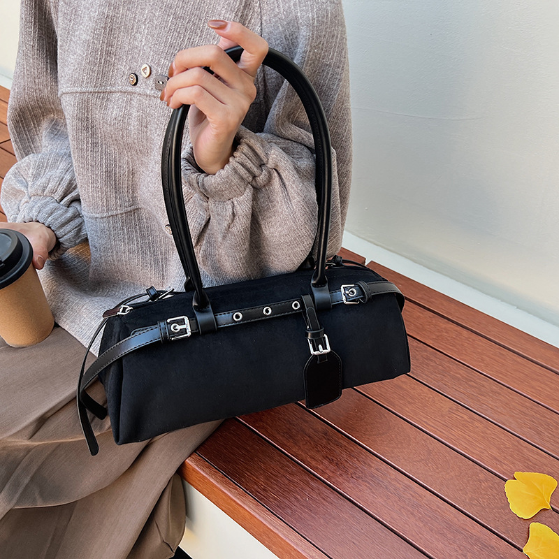 Luxury Trendy Retro Baguette Bag For Women 2025 Cross-Border New Suede Versatile Casual Single Shoulder Underarm Bag - Thumbnail 2