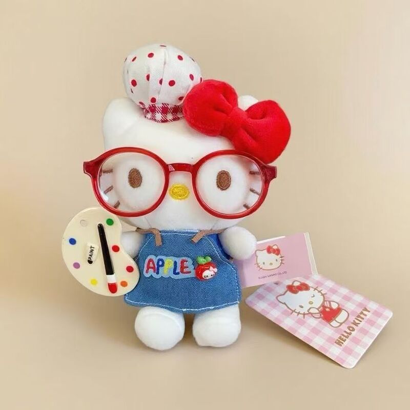 Authentic Hellokitty Cute Kt Cat Doll Plush Toy Jk Denim Bag Pendant Girl Keychain
