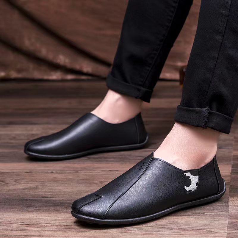 (2개) 남성 비즈니스 캐주얼 가죽 신발 패션 콩 신발 소프트 단독 슬립 온 신발 야외 운전 드라이버 신발 남성 신발