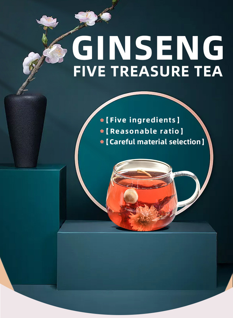 Ginseng Five Treasure Tea Ren Shen Wu Bao Cha 20 Teabags 5g Each Herbal Blend for Daily Steeping key features