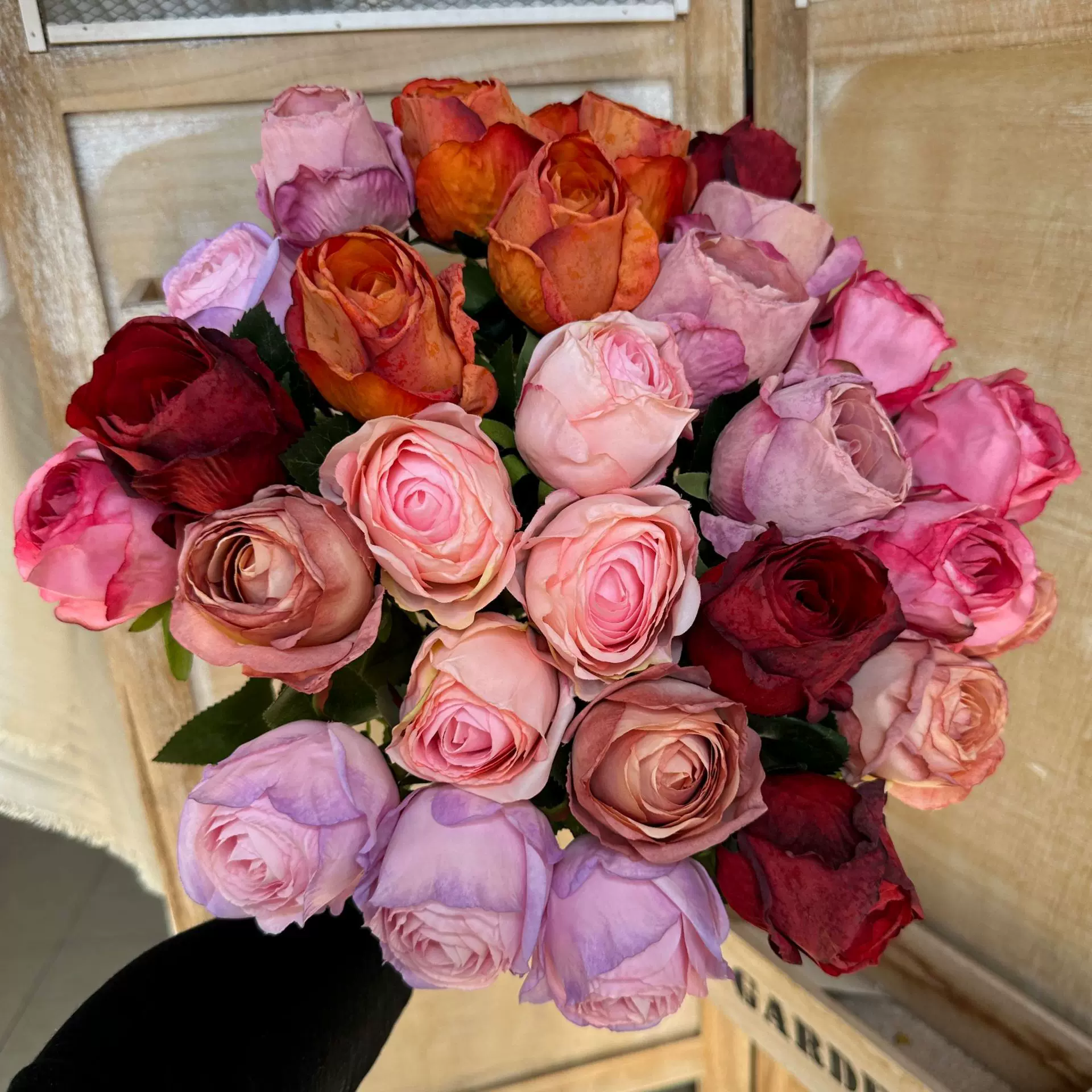 保加利亚干烧玫瑰跨境客厅摆放备婚装饰玫瑰仿真花假花婚庆手捧花