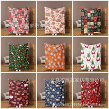 亚马逊跨境爆款批发圣诞节数码印花法兰绒毛毯沙发盖毯可JIT集采