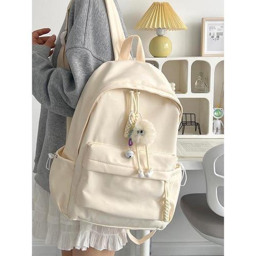 Dopamine Milk Fufu High-Endurance Schoolbag for Girls, Simple Korean Style, Suitable for Middle and High School Students, Small and Cute, Dual-Sided Shoulder Bag for University Students