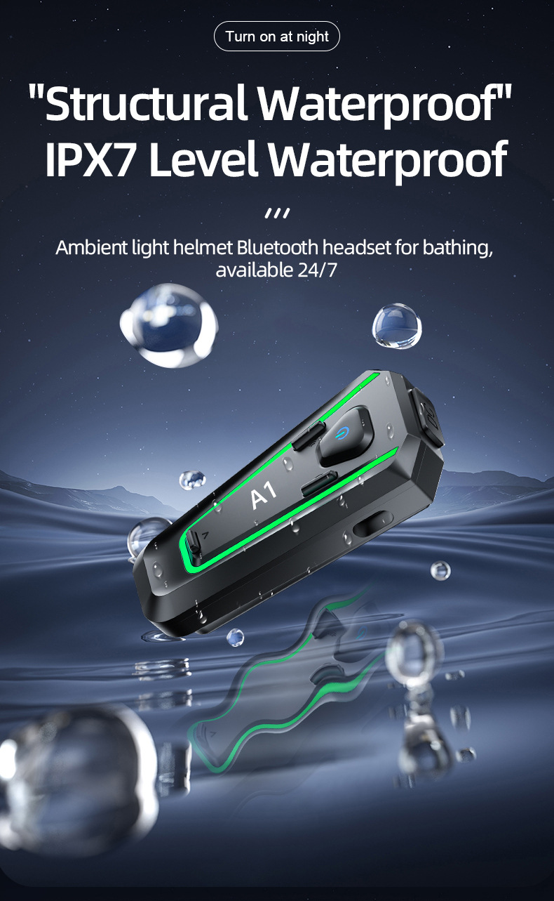 Cool Lighting Motorcycle Helmet Bluetooth Headset Full-Face Half-Face Three-Quarter Helmet Riding Intercom Helmet Headset