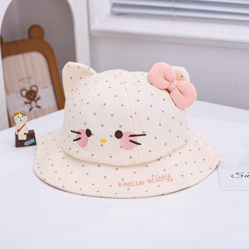 宝宝HelloKitty帽子春秋新款儿童可爱小清新渔夫帽女童防风盆帽韩|undefined