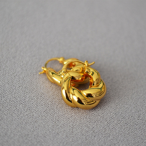 Chic and Unique Copper-Gold Plated Spiral Cable Earrings for Women