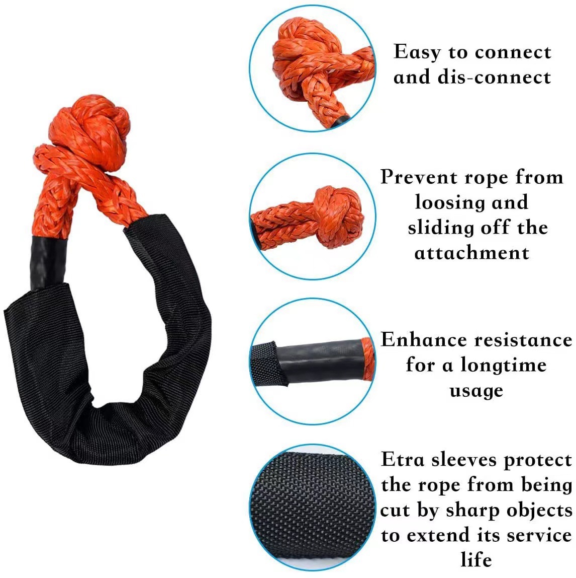 Trailer ring all kinds of outdoor off-road vehicle winch car large tension soft shackle emergency rescue snatch recovery ring