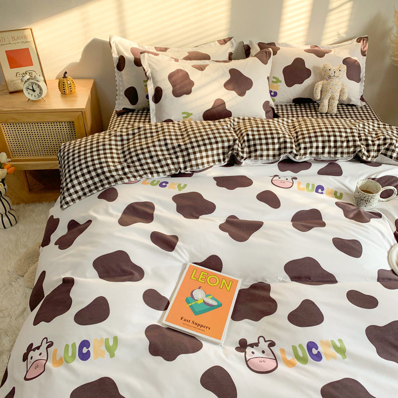 Japanese Cute Cartoon Girl Heart Quilt Cover Sheet Double Bed Four-piece Student Dormitory Three-piece Set 4