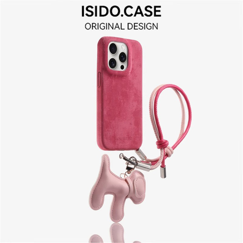 Estilo coreano ins franela de color sólido para iphone16ProMax cordón para cachorros 13 Apple 15 funda para teléfono móvil 14P hembra