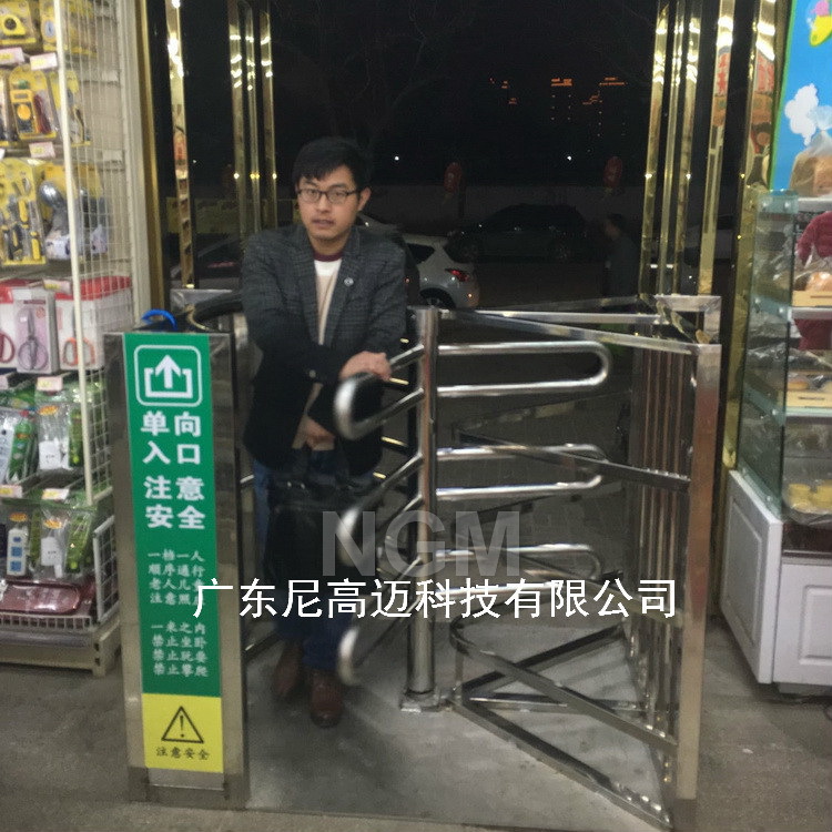 人行可移动式半高单向门购物超市进门旋转道闸机不锈钢单项闸厂家