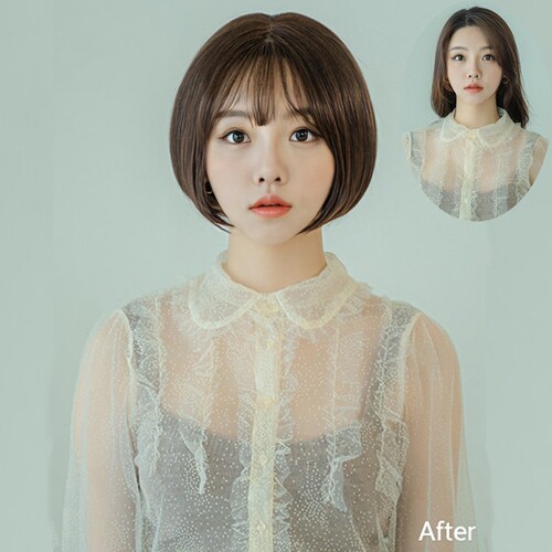 European and American wigs for women with short hair, air bangs, short straight hair, bobo head, fluffy simulation full headgear, supports overseas shipping