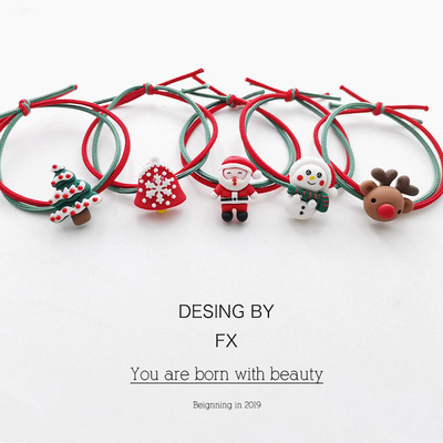 聖誕頭繩成人款紅綠頭繩聖誕飾品頭飾聖誕老人聖誕鈴铛頭繩頭飾