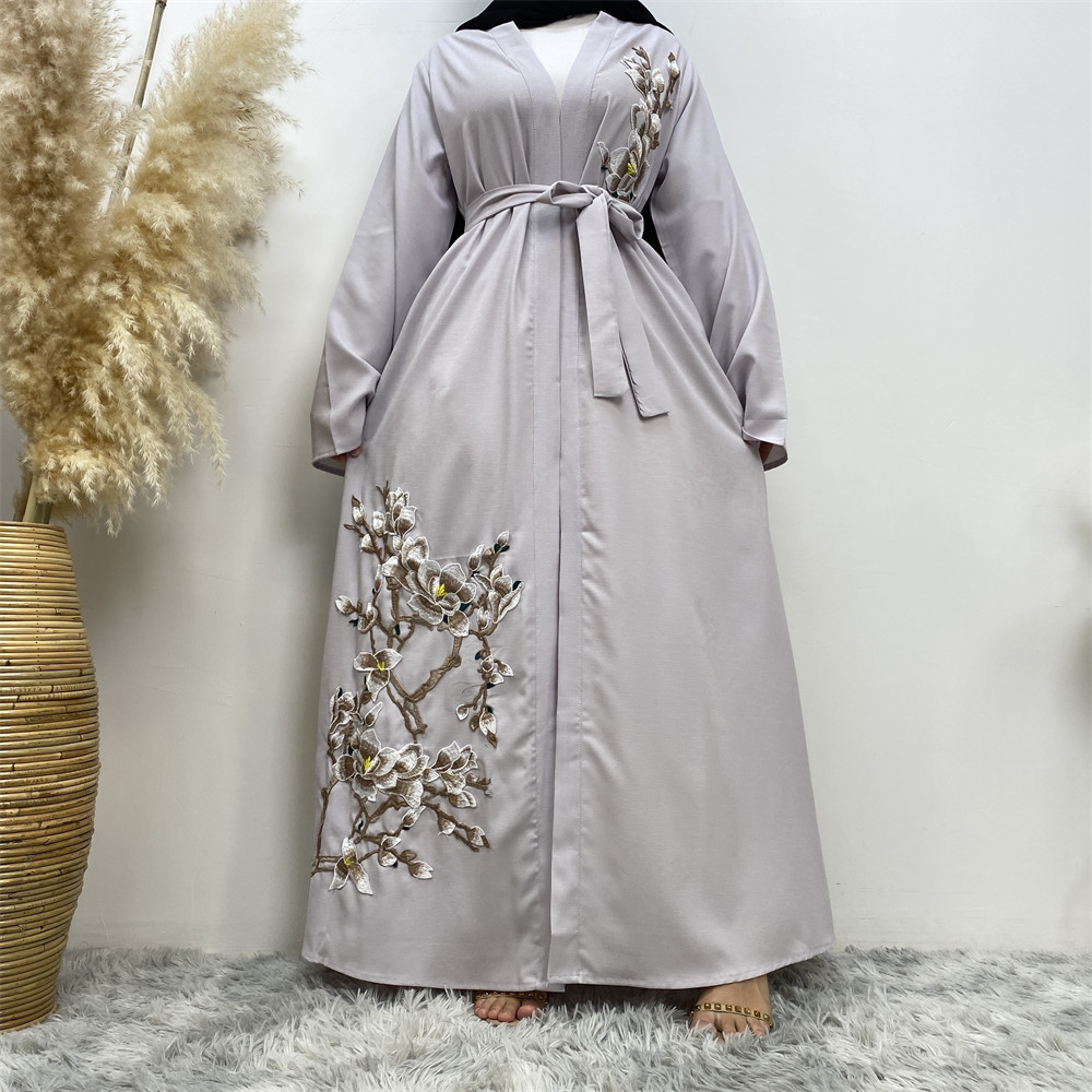 Women's Slim Fit Long Sleeve Cardigan Fashion Robe Embroidered_ecoleips.com