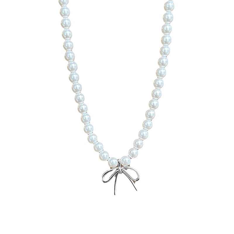 Collar de lazo de perlas simple, cadena de clavícula con cuentas de alta gama, diseño de temperamento de nicho, nuevo collar al por mayor