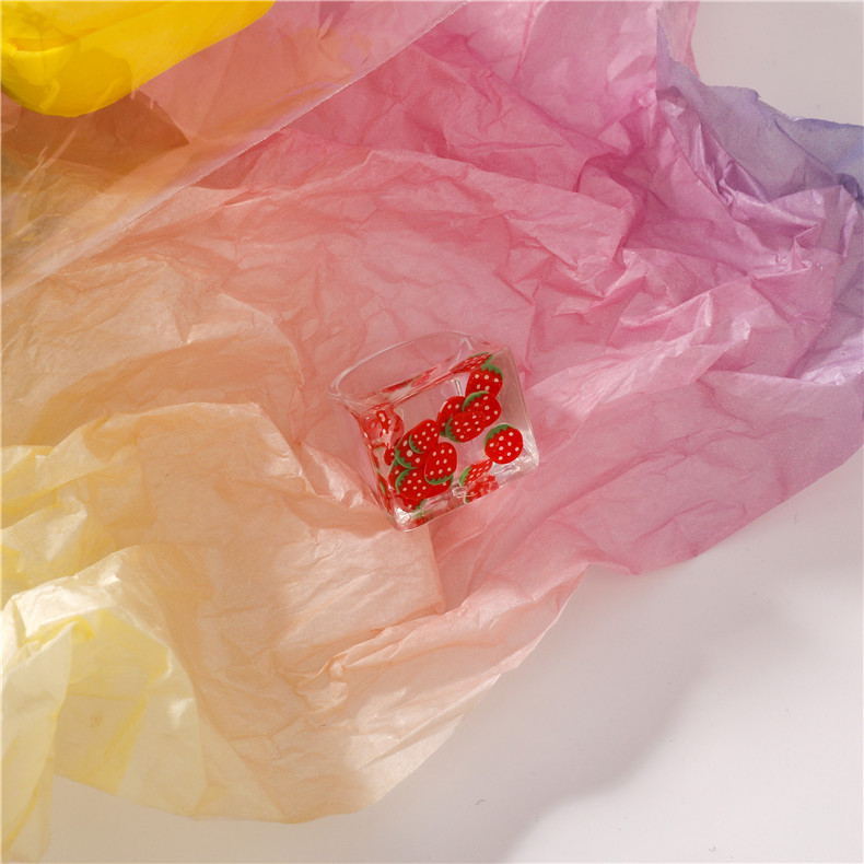 Korean Resin Transparent Fruit Square Ring display picture 6