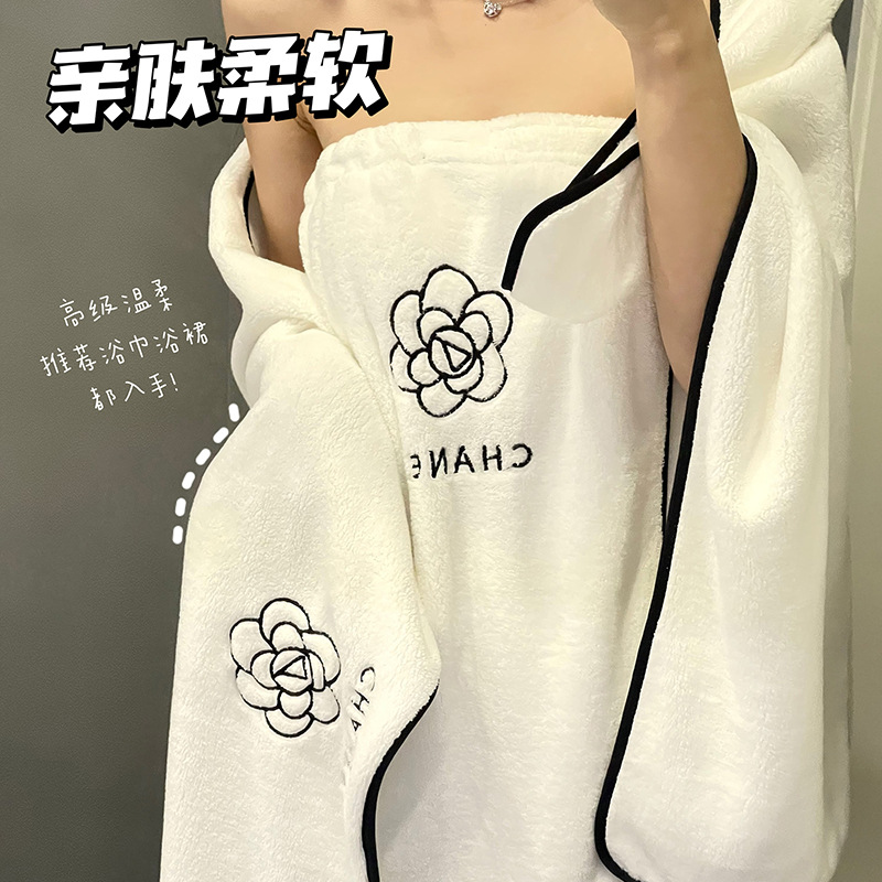 2024 nuevo coral camellia toalla de baño mujer invierno absorción rápida no seco cabello toalla de baño toalla grande conjunto de tres piezas