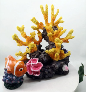 Simulation coral seabed model clown fish starfish goldfish turtle fish tank landscaping set Cartoon creative decoration