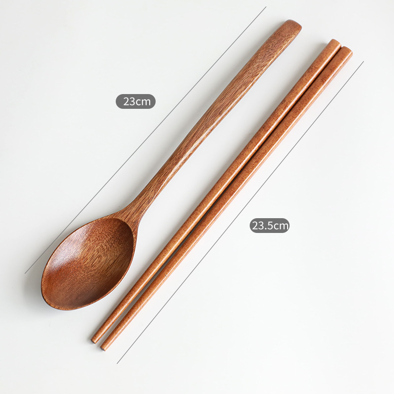 Japón y Corea del Sur Cuchara de madera Cuchara macho Palillos masculinos Pintura vieja de madera a prueba de escaldaduras, fácil de limpiar, fácil de limpiar, juego de cuchara de palillos