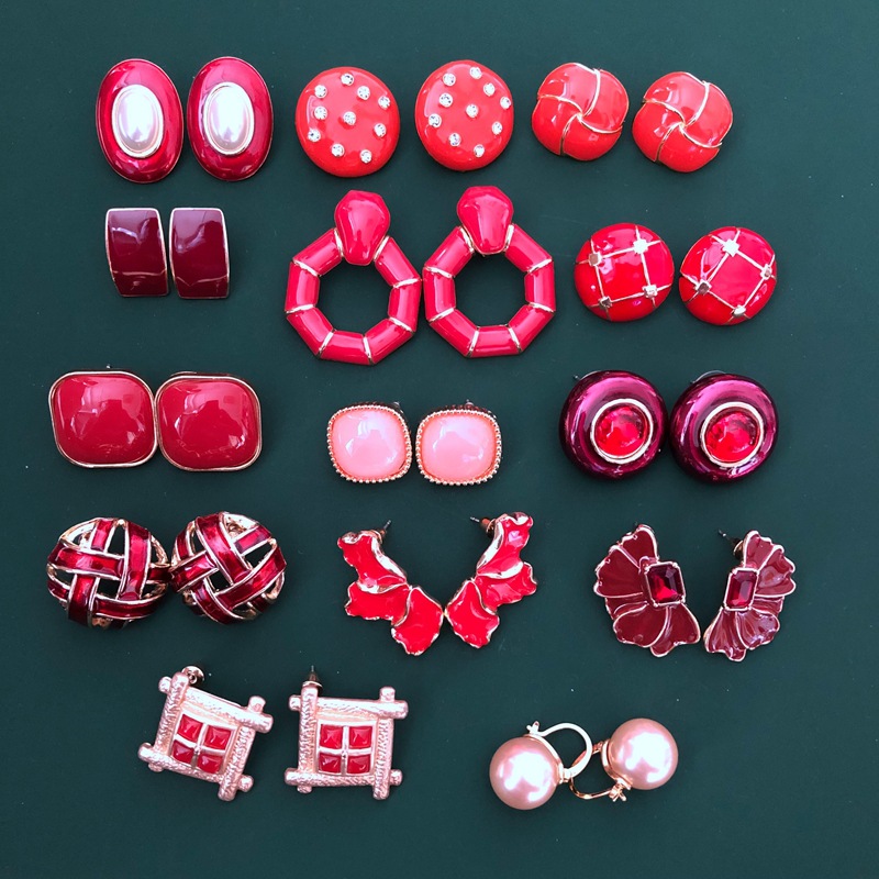 Retro Red Glaze Earrings display picture 4