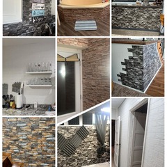 直銷35*38跨境小尺寸3d立體磚紋牆貼防撞自粘牆紙牆面貼裝飾壁紙