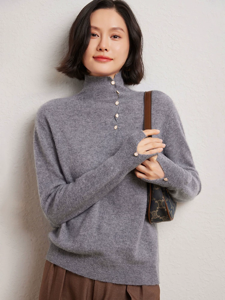 Demi-season base knitted woolen sweater, oversize