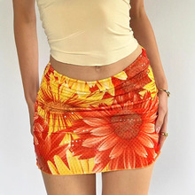 巴厘岛度假风花卉印花包臀裙2025夏季新款欧美辣妹低腰短款半身裙
