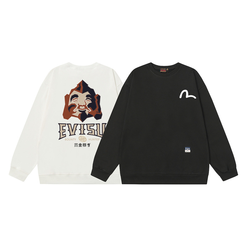 Cross-Border Ev Fushen 2025 New Big m Buddha Head Letter Printed Round Neck Sweatshirt Spring and Autum Loose Tops for Men and Women Cross-Border Ev Fushen 2025 New Big m Buddha Head Letter Printed Round Neck Sweatshirt Spring and Autum Loose Tops for Men and Women