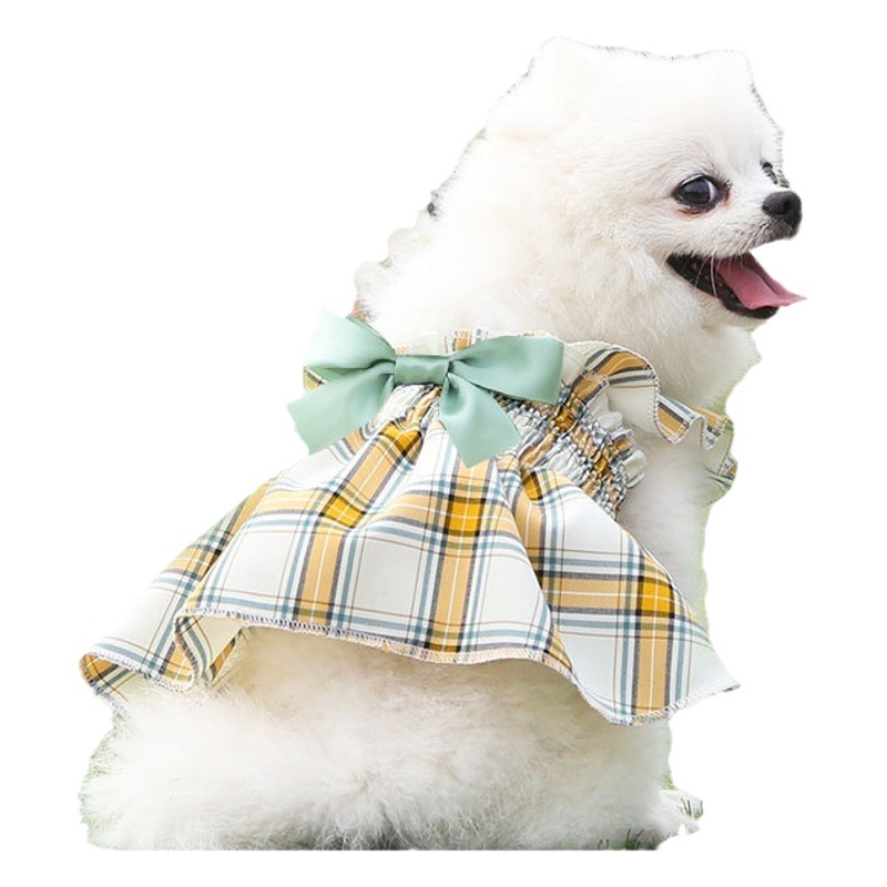 Vestido a cuadros para perros pequeños y medianos y gatos, ropa para mascotas, vestido de princesa para bodas, suministros para gatos, ropa de dos patas.