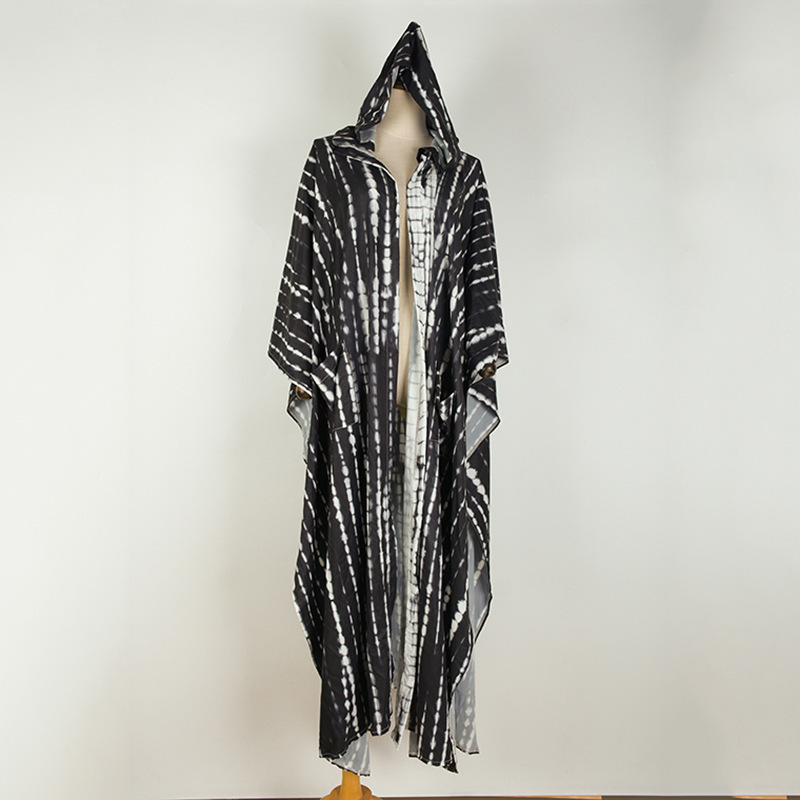 Rayon Water Print Bikini Cover up Loose Dress Sexy Cardigan Beach Sun Protection Shirt European American Style Women's Clothing Swimwear_ecoleips.com
