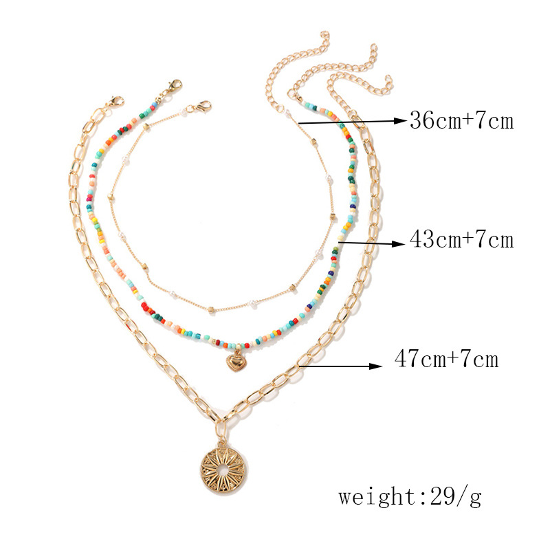 Heart Shape Alloy Beaded Womenu0027S Layered Necklaces