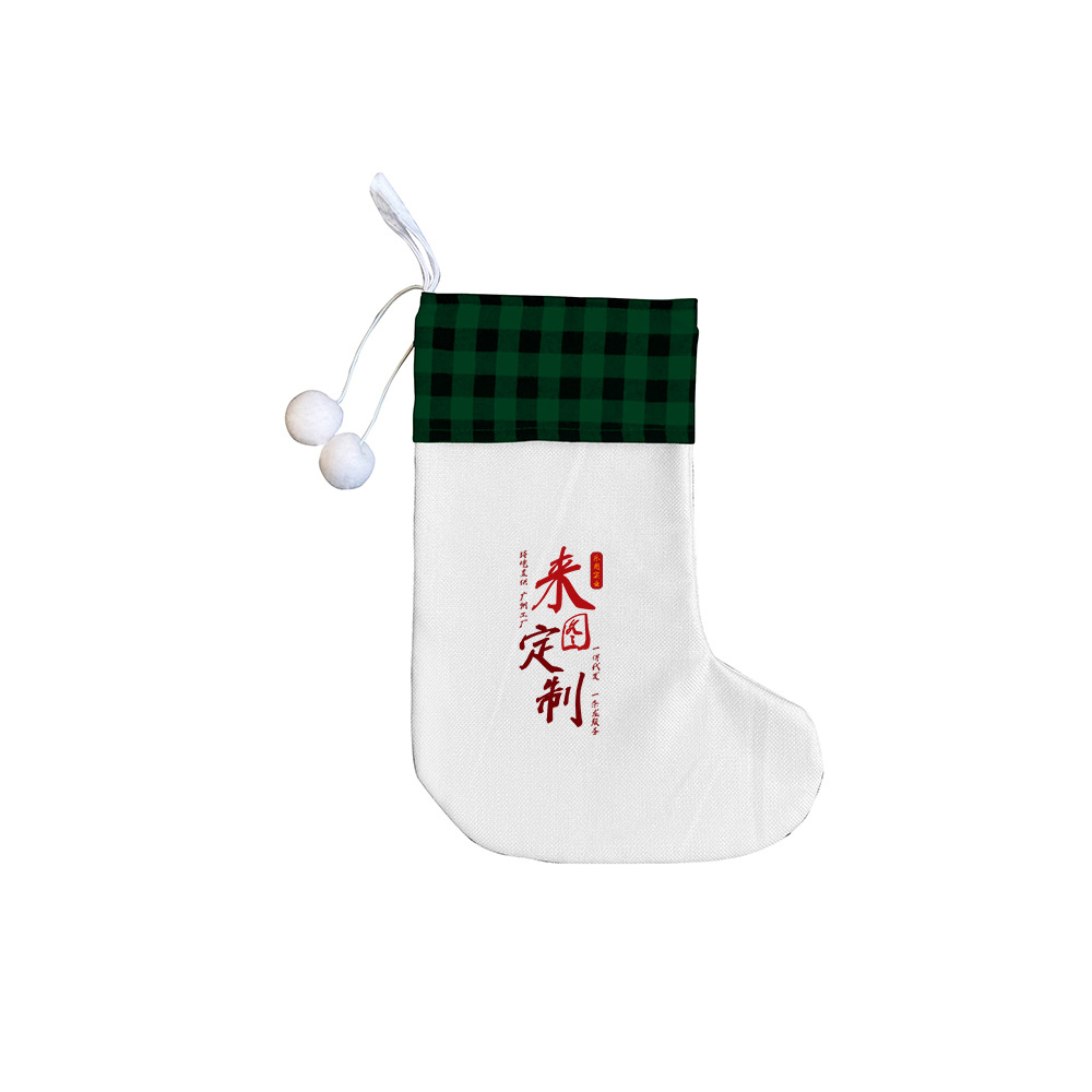 Personalizado con algodón de hortenida calcetines de Navidad calcetines de tela cuadrada a lo largo de bolsas decorativas de árbol de Navidad xqds0436a