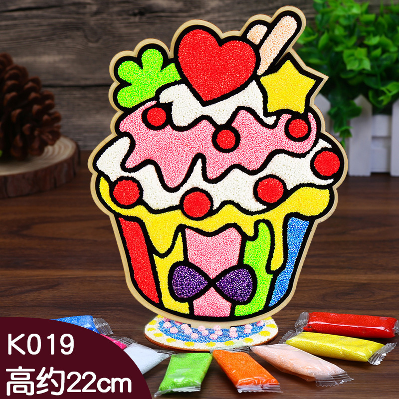 木板スノーフレーク泥絵パール泥粘土絵幼稚園児手作り立体粘着絵画|undefined