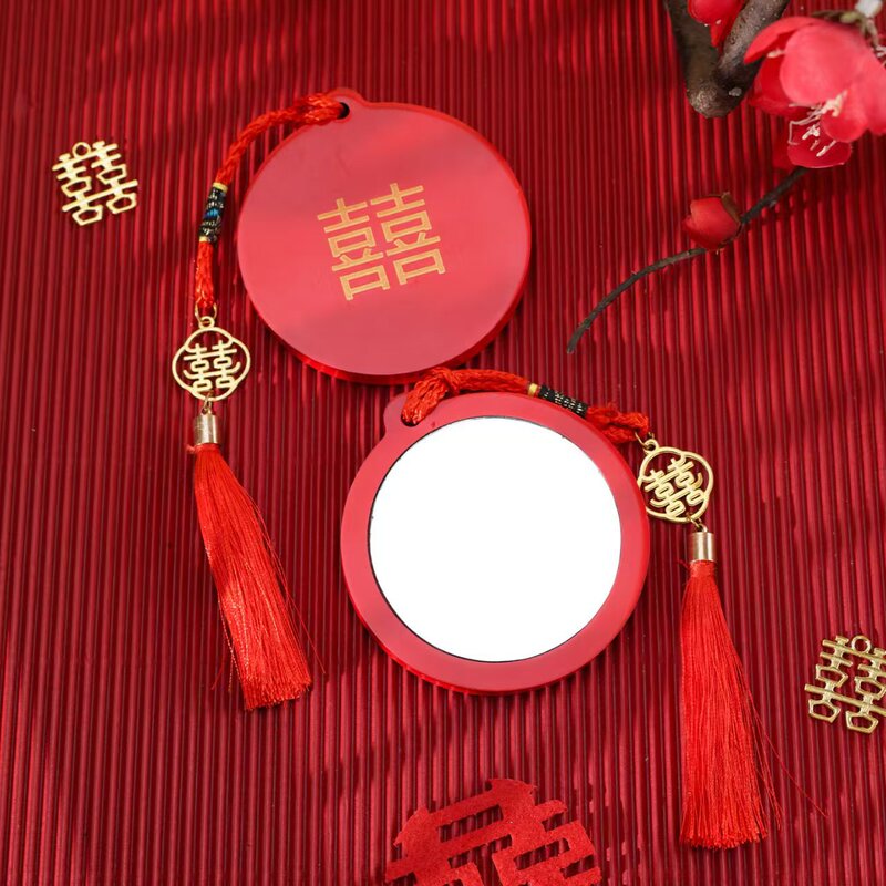 婚庆用品小木镜子结婚对镜喜庆镜喜字对镜新娘压腰镜结婚陪嫁挂镜|undefined