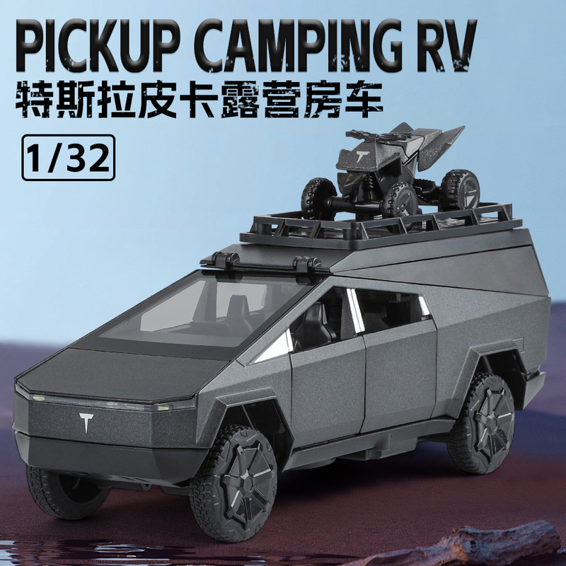 New Howdy 1/32 Tess Camping Pickup RV Alloy Model Car Ornaments Boy Toys Cross-border Hot Sale
