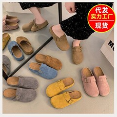 レトロなベーケンの半スリッパの女性2025の新型のカジュアルな外は1足のペダルの中で高くなる怠け者の包頭はミュラーの靴を引っ張ります。
