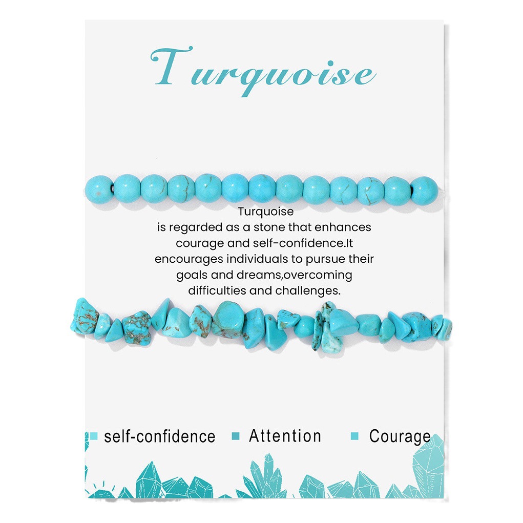 Card-Mounted Stone Beaded Bracelet European and American Cross-Border Hot-Selling Asymmetrical Gravel Beads 2-Piece Set of Bracelets 2023 New Style