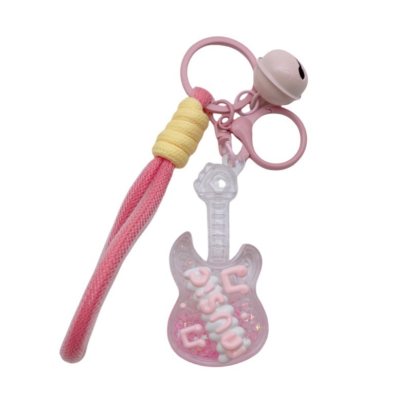 アクリル小さなギター流砂ボトル発光キーホルダーオイルペンダントカップルキーホルダーペンダント小さなギフト卸売|undefined