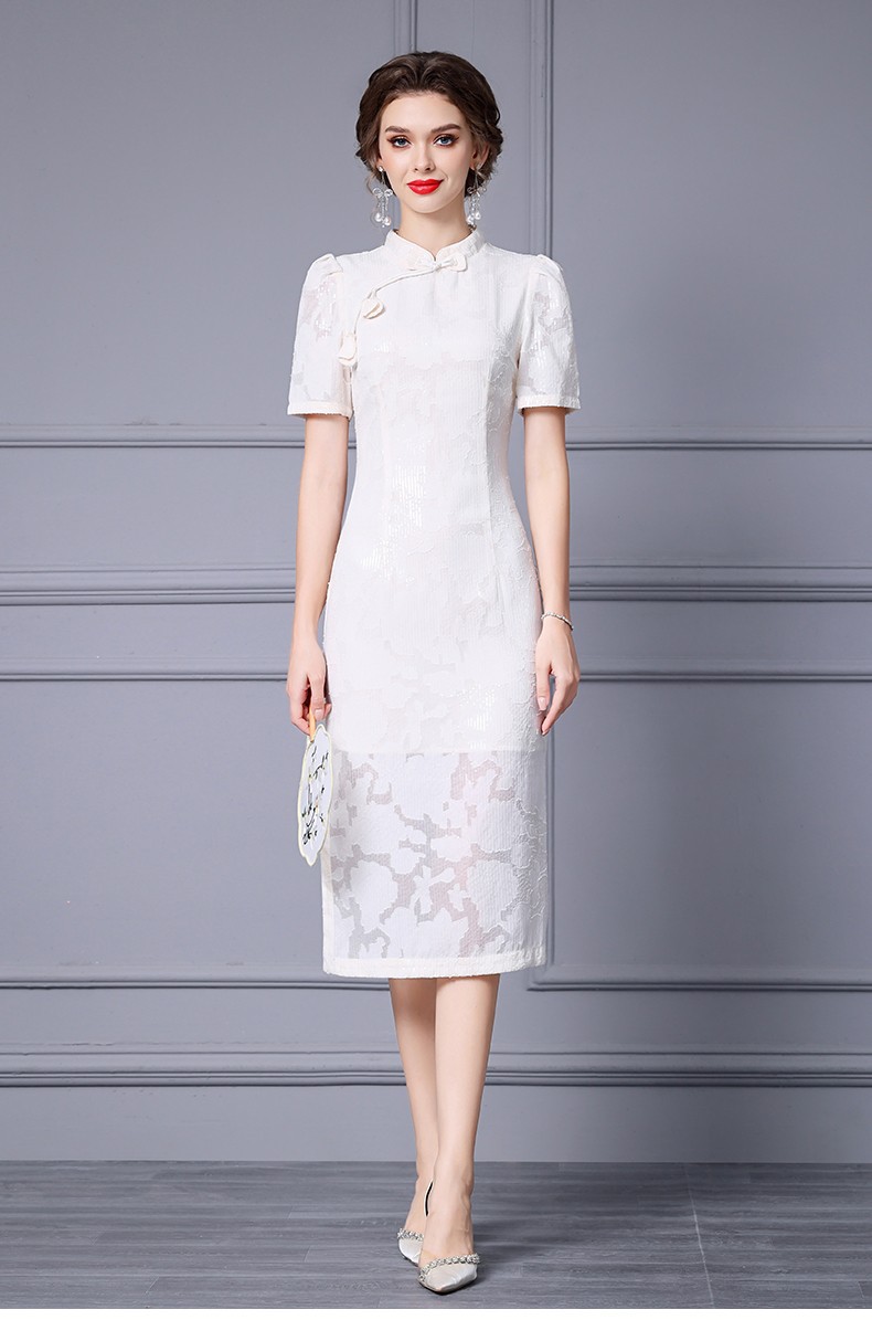 Abito cheongsam slim con perline stile cinese per donna_voghion.com