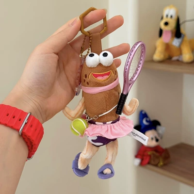 Dumb Fish Doll Pluş açarlıqlar - pink-skirt-tennis-happy-fish-small-pendant-genuine-authorization