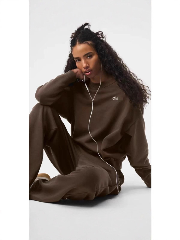 Now Alo Round Neck Sweatshirt Classic Pure Color Large Size Loose Casual Versatile Sports Top Long Sleeve Loose Cross-Border Now Alo Round Neck Sweatshirt Classic Pure Color Large Size Loose Casual Versatile Sports Top Long Sleeve Loose Cross-Border